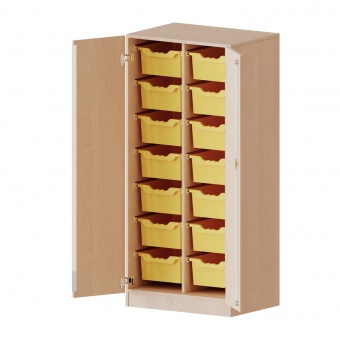 ErgoTray Schrank, 2reihig, 4 OH, zweitürig, mit 14 hohen Boxen, B/H/T 70,3x154x50cm 